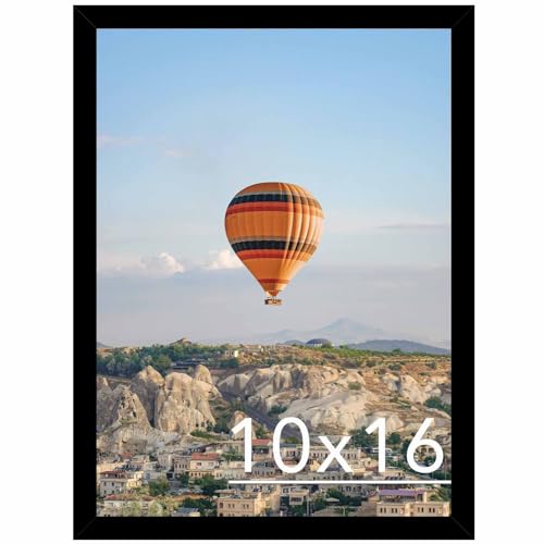 Image of JCJMY 10x16 Picture Frame Black for Wall, Wall Hanging Horizontally or Vertically, 10 x 16 Wall Gallery Poster Photo Frame with Shatter Resistant Plexiglass, Black