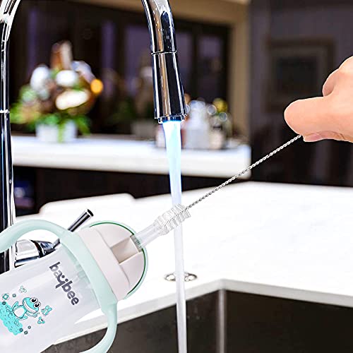 Image of Baybee Baby Straw Cleaning Brush Set Combo Cleaner Set Of 2-Pieces Rotation 360 Degrees - Red (Brush)