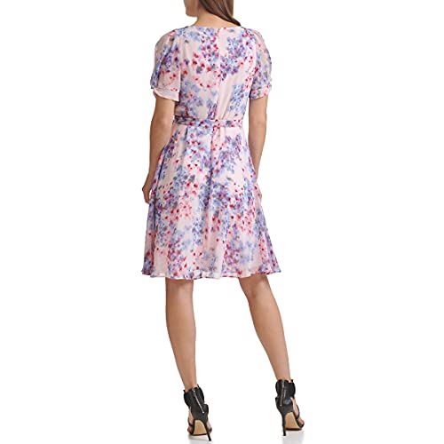 Image of DKNY Womens Sleeveless Faux Wrap Midi Dress