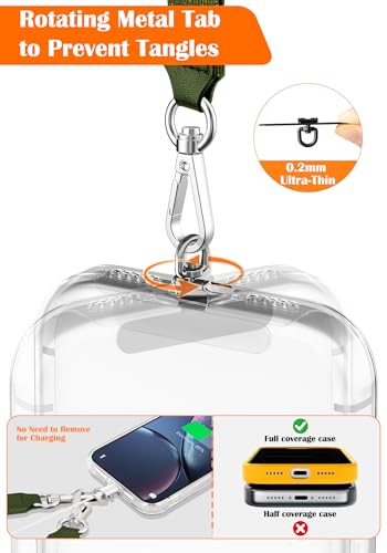 takyu Clip and Go Strap for Phone with Wallet Crossbody, 4-in-1 Adjustable Phone Lanyard with Detachable RFID Wallet with ID Window, Cross Body Strap for Women Travel, Forest Green — view 6