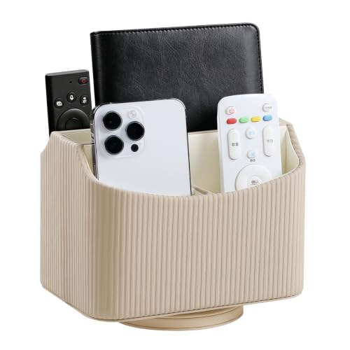 360-Rotating-TV-Remote-Control-Holder-Desk-Remote-Organizer-Beige 360° Rotating TV Remote Control Holder Desk Remote Organizer Beige - Image 1