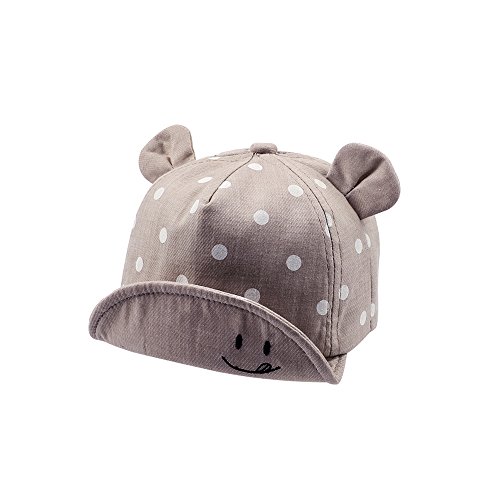Spring Baby Baseball Cap Toddler Infant Boys Girls Sun Hat Breathable Bear Ear Cap for 6-24Months (Gray, Cloth Fabric)