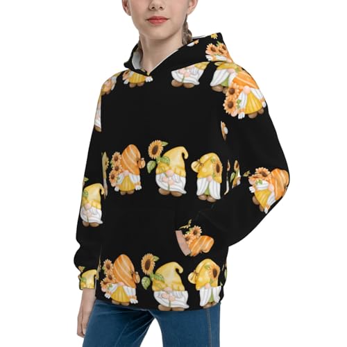 Sunflower Gnomes,Cute Gnome Kid Hoodies Boys Sweatshirts Girls Pullover with Pocket2