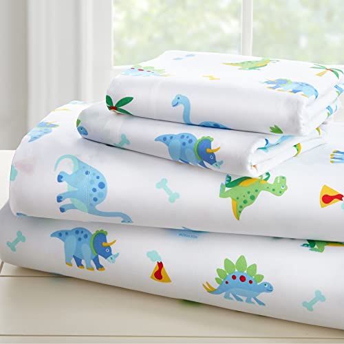 Wildkin Kids Microfiber Full Sheet Set For Boys And Girls, Bedding Sheet Set Includes Top Sheet, Fitted Sheet, And One Standard Pillow Case (Dinosaur Land ) #TOP8