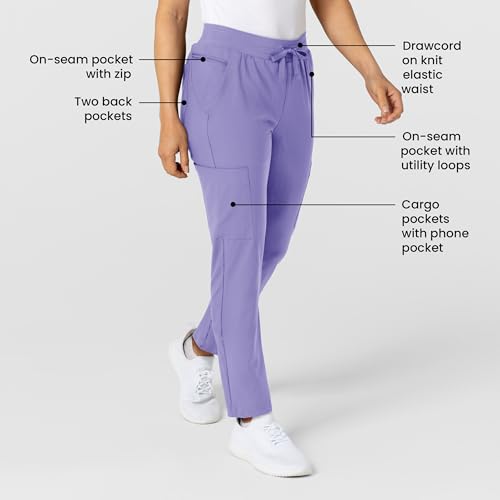 Image of Wink W123 Women's Flex-n-Reach Track Scrub Pant, Black, Large Petite