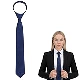 CIATBYYJ Schwarze Krawatte für Damen,40cm Vorgebundene Krawatten,Verstellbare Krawatten mit Reißverschluss,JK-Uniform Krawatte mit Reißverschluss,für Mädchen Abschlussfeier Geschäftshochzeit (Blau)