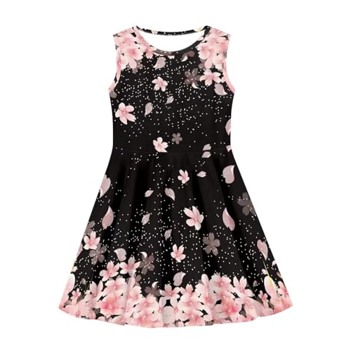 Cherry Blossom Dresses for Kids 9-10T Girls' Sleeveless Party Dress Big Girls Dress Kids Toddler Baby Girls Cute Dress Princess Sleeveless Beach Skirts Midi Lengt Sundress for Daily4
