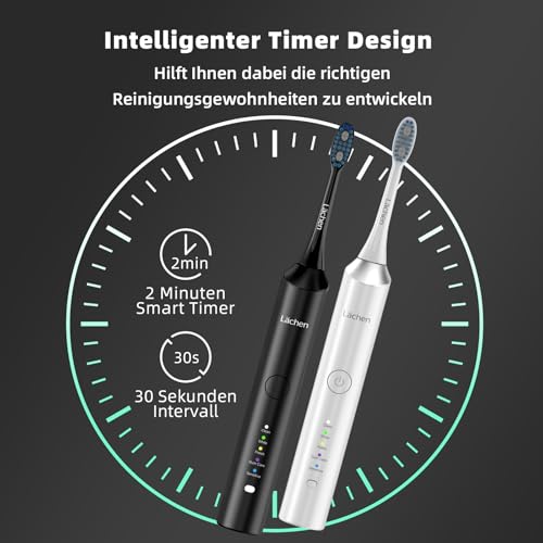 Lächen Elektrische Schallzahnbürste, 5 Modi Elektrische Schallzahnbürste mit Reise-Etui...