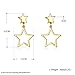 Gold-tone Star Dangle Drop Christmas Earrings For Women Party Hollow Star Small Dangling Cute Stud Post Fashion Jewelry