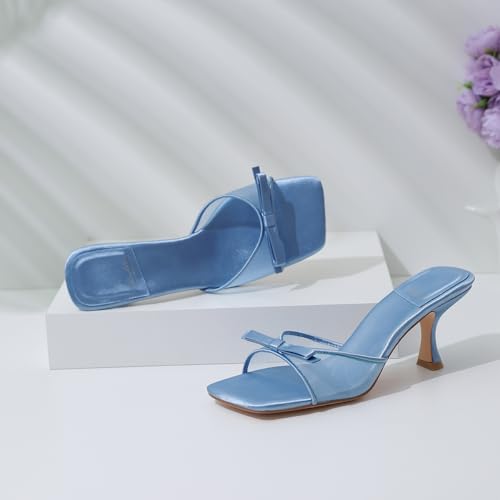 Image of Mostrin Kitten Heels for Women Round Toe Heels With Bow Vintage Mules Sexy Slip on Stiletto Backless Sandals for Party Daily