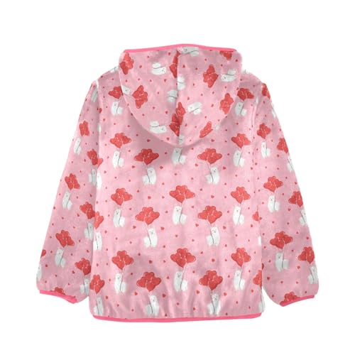 Llama Heart Toddler Fleece Jacket Baby Girls Hooded Zipper Long Sleeve Thick Warm Outerwear 3-10 Years2