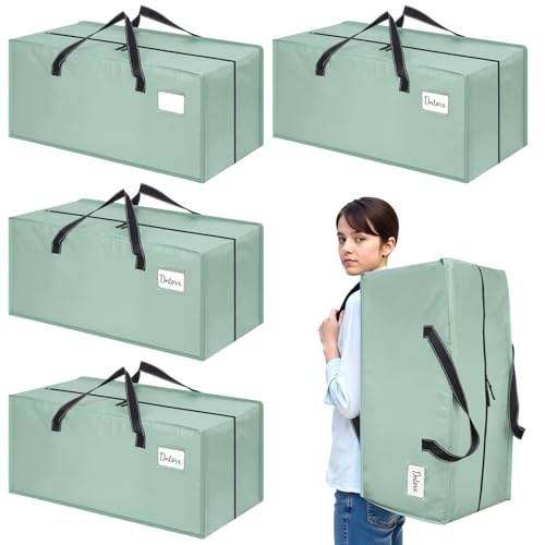 Dntorx 4 bolsas de almacenamiento de 92 l, resistentes cajas de mudanza, grandes bolsas de mudanza con correas de mochila, impermeables, para debajo de la cama, bolsa de transporte con cremallera para