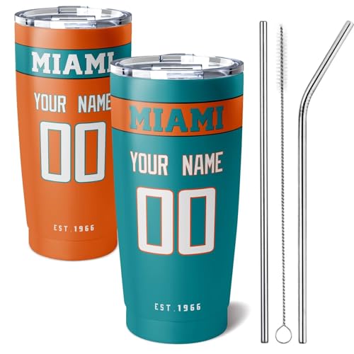Image of ANTKING Miami Tumbler 20 oz Travel Coffee Cup Custom Name Number for Men Women Boy Gifts