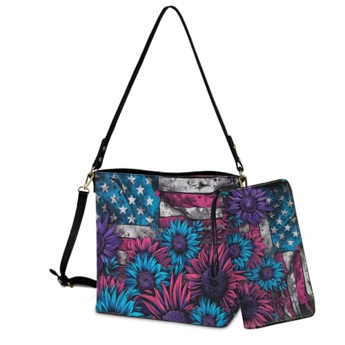 Set de bolso cruzado y cartera para mujer de cuero PU miniatura 1