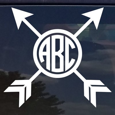 Custom Crossed Arrow Circle Monogram Initials Vinyl Decal/Bumper Sticker for Cars YETI Cup Laptop (14 Colors) (5