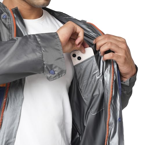 Image of Citizen Hooded Raincoat for Men Women Waterproof for Bike Riders 180T Micro Fabric Lightweight Stylish Sealed Hood, Large Pockets, Heavy-Duty Zippers Rainwear with Carry Pouch-CR012