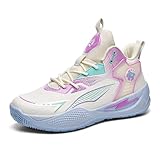 BINQER Chaussures de Basket-Ball Montantes et durables for Hommes/Femmes avec Un Design élégant et coloré(Beige,39 EU)