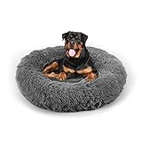 Dog Bed, Cat Calming Bed, Faux Fur Pillow Pet Donut Cuddler Round Plush Bed for Large Medium Small Dogs and Cats (44'x44'(Pack of 1), Dark Grey)