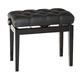 K&M 13980 Klavierbank mit genoppter Sitzfläche Schwarz - Buchenholz, Kunstleder - Polstersitz mit präziser Verstellung