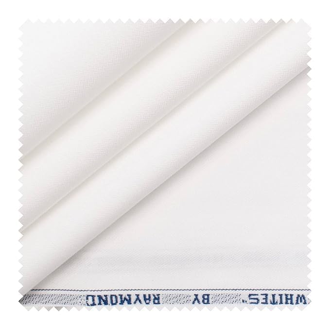 Image of Raymond Fabrics Raymond 100% Cotton Fabric (All Weather Fabric, Unstitched Premium Fabric, Solid, Less Wrinkles) (White, 1.7 Meters for Shirt)