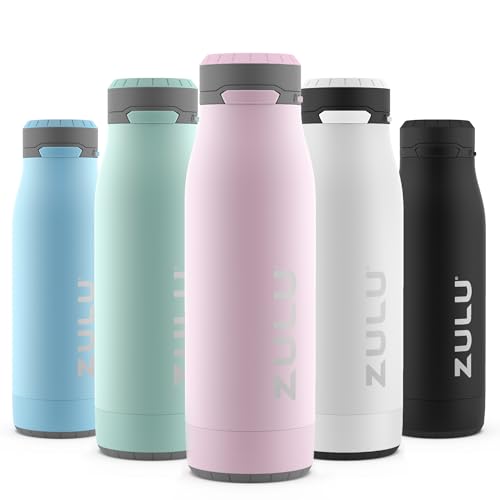 Image of ZULU Ace Vacuum Insulated Stainless Steel Water Bottle with Chug Spout, Leak-Proof Locking Lid and Removable Base for School, Backpack, Sports, Gym, Travel