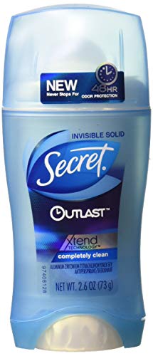 Secret Outlast Xtend Antiperspirant & Deodorant Invisible Solid, Completely Clean, 2.6 Oz, Pack of 3