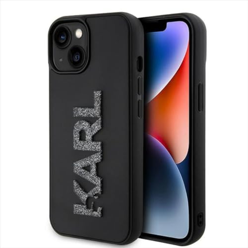 Karl Lagerfeld KLHCP15S3DMBKCK Coque pour iPhone 15 6,1" Noir Rigide 3D Caoutchouc Glitter Logo