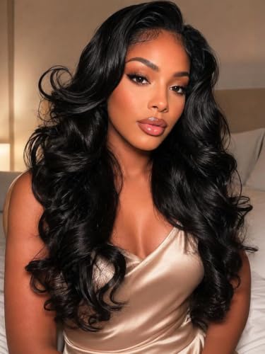 KLAIYI Side Bang Loose Wave Glueless Precut 13x4Lace Wigs Human Hair 22Inch