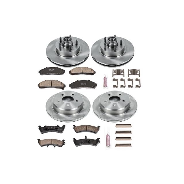 Image of PowerStop Front and Rear Brake Kit for Ford Explorer 1995-01 |Ranger 1998-02 |Mercury Mountaineer 1997-01 - Z17 Ceramic Brake Pads & Disc Rotors Replacement, KOE1855
