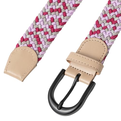 Image of Mile High Life | Braided Stretch Elastic Belts | Pin Oval Solid Black Belt Buckle | PU Loop End Tip Men /Women /Junior Belt