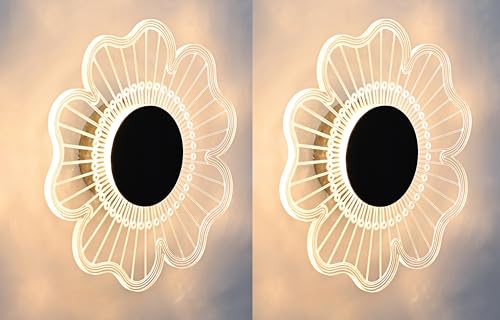 Image of Groeien Pack of 2 | Sunflower Modern LED Wall Lamp | Golden Decorative Wall Light for Living Room, Bedroom & Hall | Artistic Sunflower Design Wall Fixture for Home Decor(SunflowerGlow, 2)
