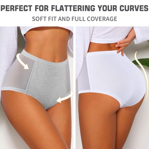 Image of Eiggam Women's Cotton Bikini Panties,High-Cut Full Coverage Stretch Cool Underwear for Women