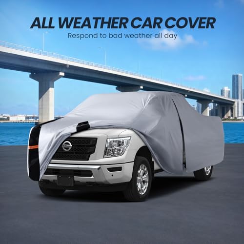 Image of Multi-Layer Nissan Titan Truck Cover, Custom fit Nissan Titan 2015-2026 Crew Cab Short Bed(5.5'-5.6')Car Cover Waterproof All Weather, Full Exterior Cover Rain Wind and UV Protection With Door Zipper
