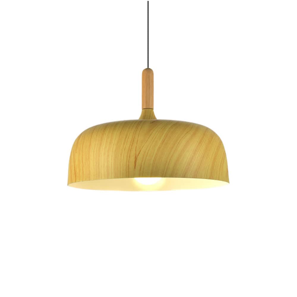 SYAXVOM Nordic E27/E26 Base Pendant Light - Adjustable Decorative Chandelier for Restaurant & Home, Reddish Brown Wood and Metal Ceiling Fixture(Teak)