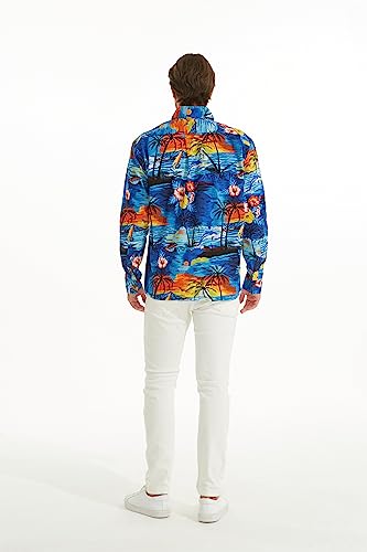 Image of Hawaii Hangover Family Matching Hawaiian Clothes, Sunset Blue | Family matching Hawaiian outfits, Sunset Blue, 100% cotton, machine washable, tropical floral print, luaus, cruises