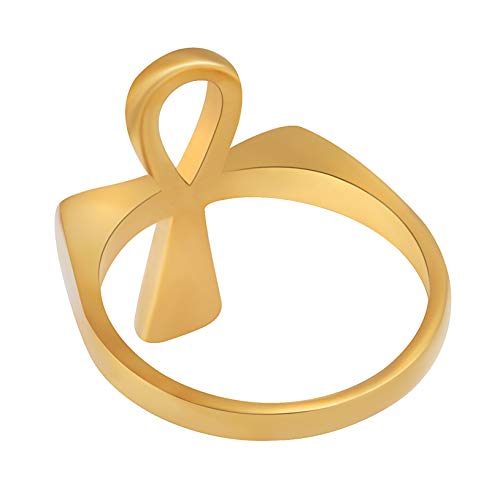 HZMAN Stainless Steel Polished Fashion Egyptian Jewelry Ankh Cross Ring for Men Women with Gift Bag3