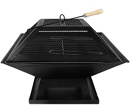 Bigzzia Fire Pit BBQ Camping Portable Charcoal Barbecue With Poker for Garden Outdoor Picnics
