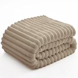 BEDELITE 毛布 ブランケット シングル フランネル ひざ掛け 掛け毛布 ふわふわ モコモコ 軽量 柔らかく肌触り 厚手 洗える 静電防止 冷房対策 四季適用 おしゃれ (140x200cm，亜麻)