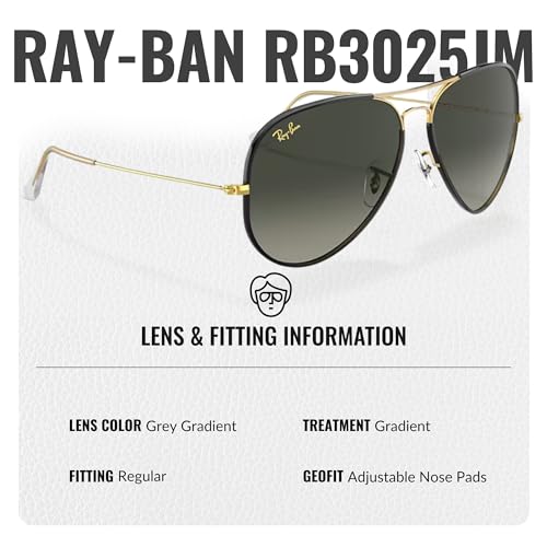 Image of Ray-Ban RB3025JM AVIATOR FULL COLOR LEGEND Pilot Shaped Sunglasses for Men & Women with Official RAYBAN Eyewear Kit