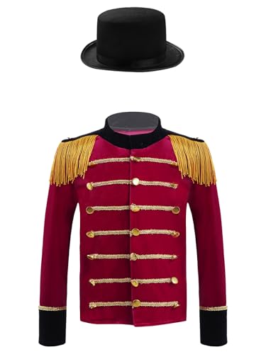 Unisex Girls Boys Circus Ringmaster Magic Outfit Kids Drum Major Jacket Marching Band Uniform
