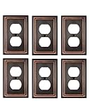 ZILLSEA 6-Pack Duplex Wall Plates, Aged Bronze Outlet Covers, Metal Electrical Outlet Cover Plates, 3.15''*4.88'', Midsize