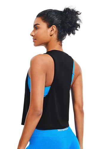 JOYSPELS Ice Silk Crop Workout Tank Tops for Women Quick Dry Sleeveless Loose Fit Athletic Running Shirts3