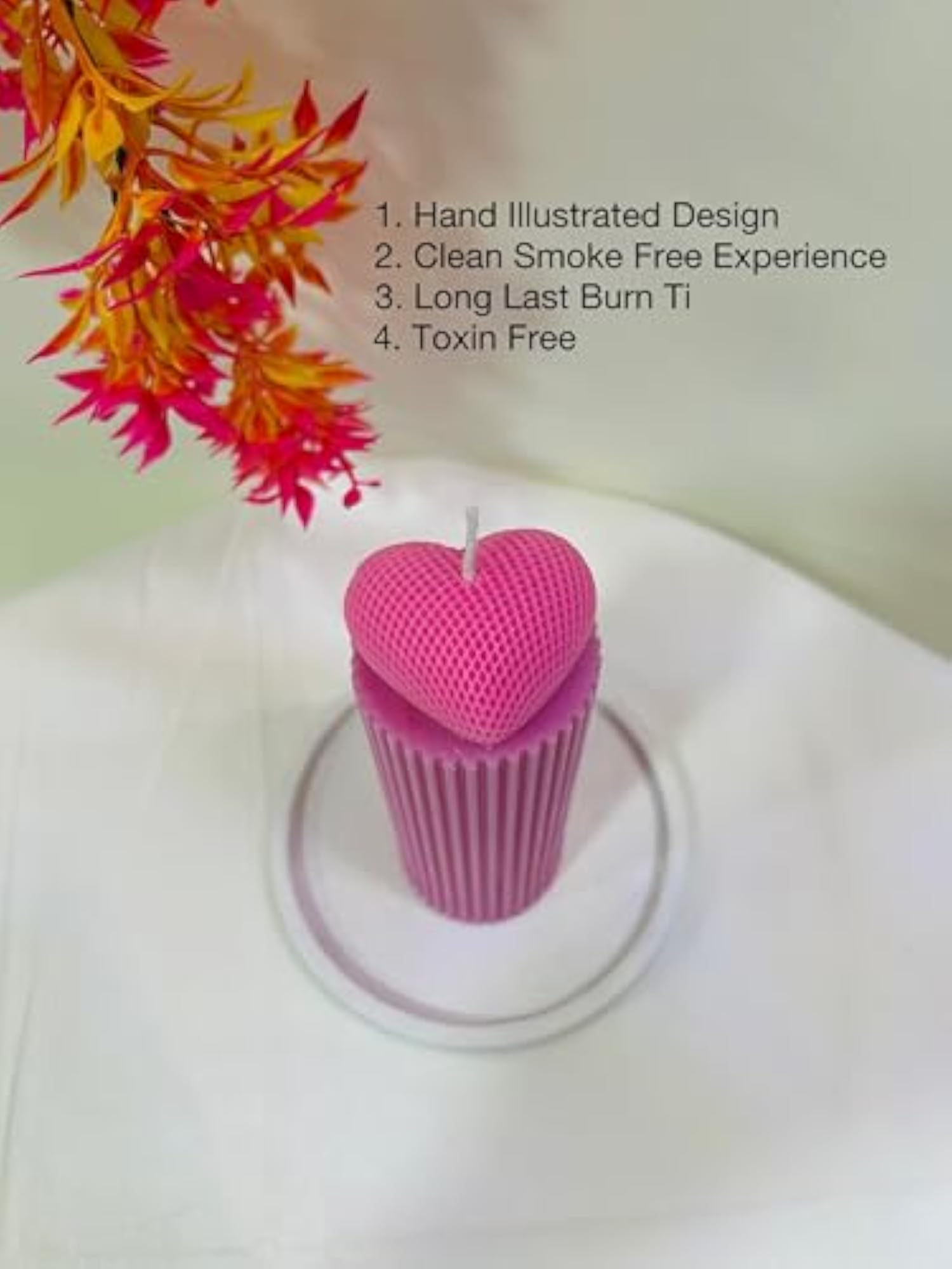 Premium Handmade Decorative Pillar Candle with Heart Design