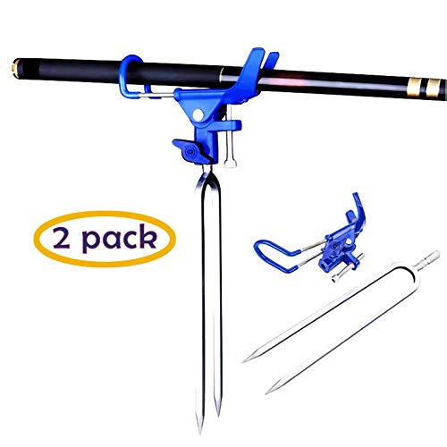 Dzmaker Upgraded Rod Pole Holders for Bank Fishing，Fishing Rod Holder Ground，360 Degree Adjustable，Folding