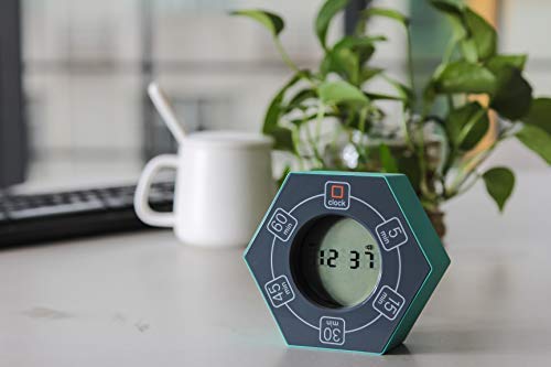 Home & Office Timer With Clock, 5,15, 30, 45, 60 Minute Preset Countdown Timer, Easy-To-Use Time Management Tool (Cyan) #TOP3