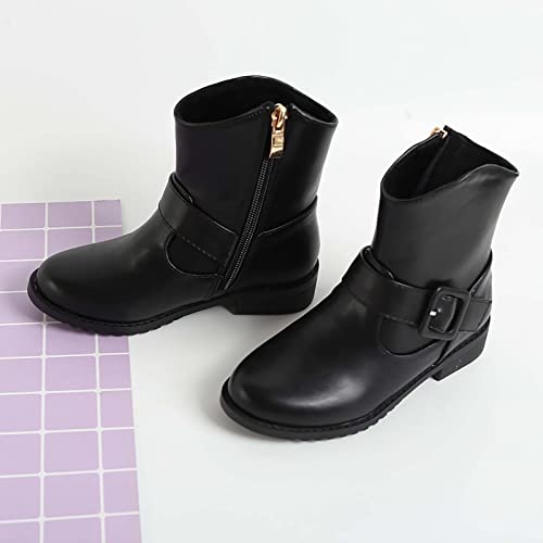 Big Girl Boots Side Zipper Western Boots Kids Ankle Boots Girls Low Heel Riding Booties with Zipper4