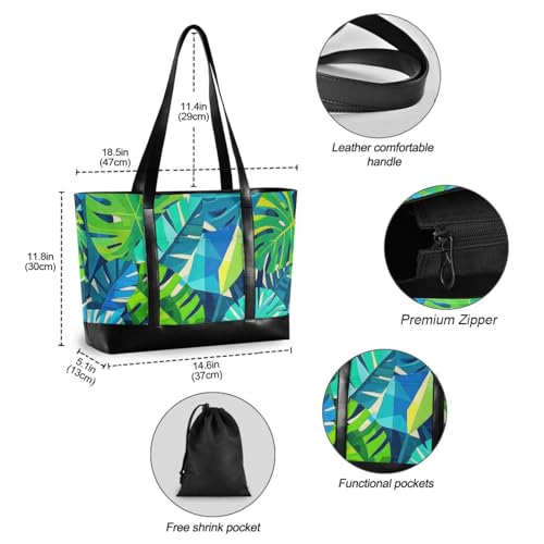 Geometric Abstract Palm Leaf Summer classy briefcase bag for women with zipper briefcase for Pool Gym Grocery Travel with maletin ejecutivo para mujer4