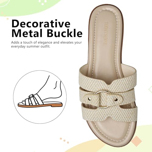 todaysunny Womens Flat Sandals Dressy Comfortable Open Toe Slip On Slide Sandals For Summer Beach Sandalias de Mujer — view 4