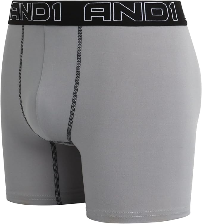 AND1 Mens Boxer Briefs - 6 Pack Sport Performance Compression Mens Boxers, No Fly Pouch - Moisture Wicking Underwear for Men4