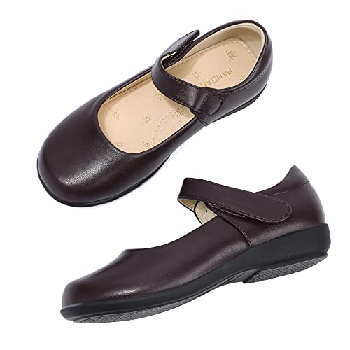 PANDANINJIA Girls Mary Jane Black School Uniform Shoes Dress Sandy Girls Flats for Toddler Little Kid Big Kid4